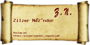 Zilzer Nándor névjegykártya